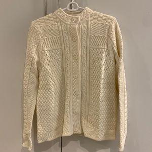 L.L. Bean Cream Cable Knit Cardigan